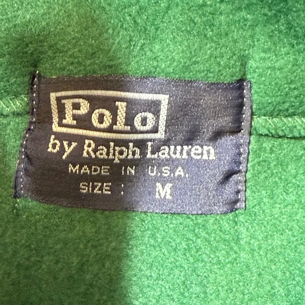 Polo Sport Ralph Lauren Fleece Quarter Zip Pullover Green Mens Size M Made N USA